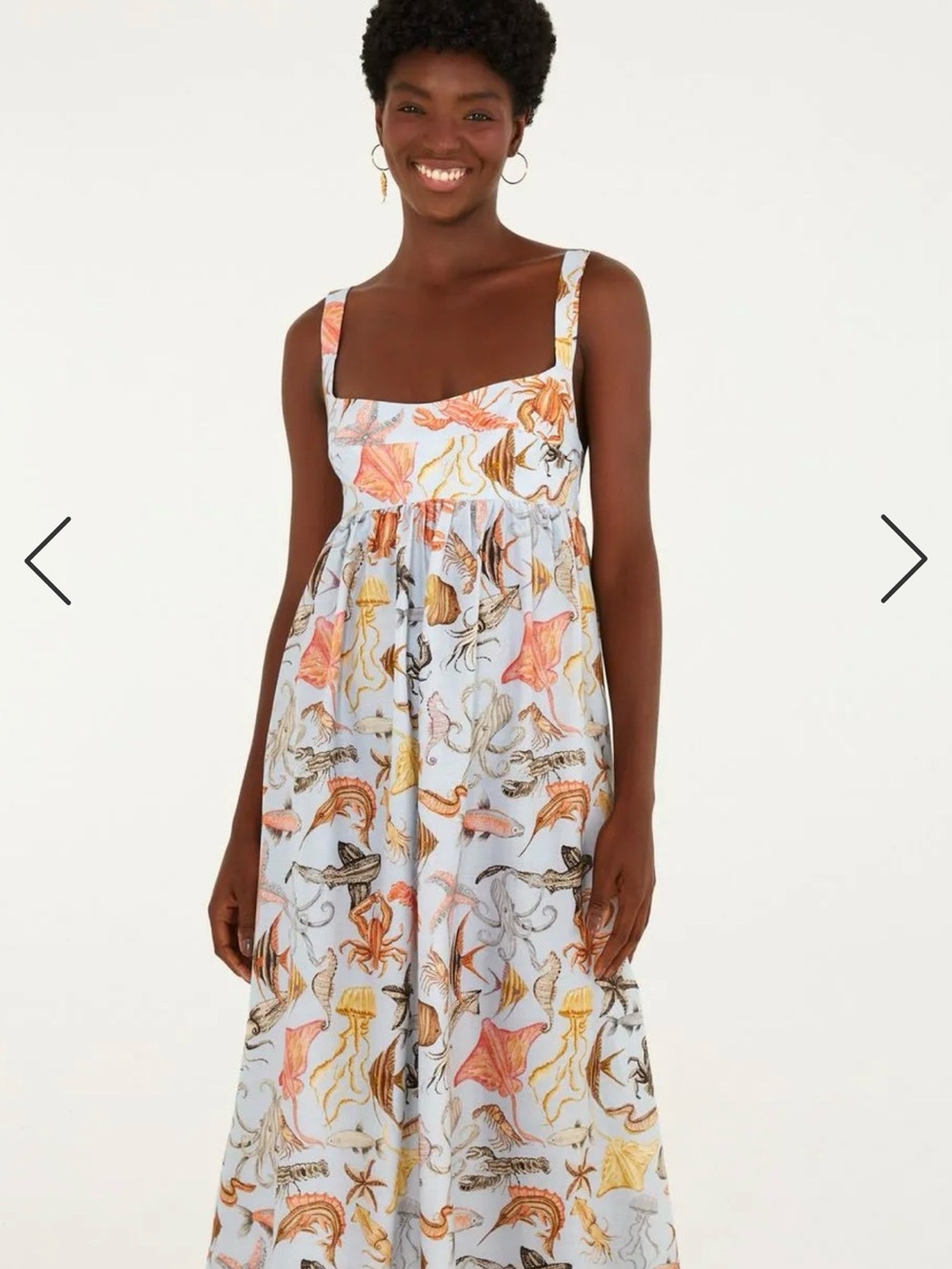 FARM Rio Light Blue Coral Ocean-Print Maxi Dress